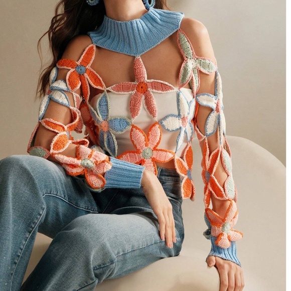 Luxe Floral Embroidered  Loose Fit Long sleeve Top - Picture 8 of 10